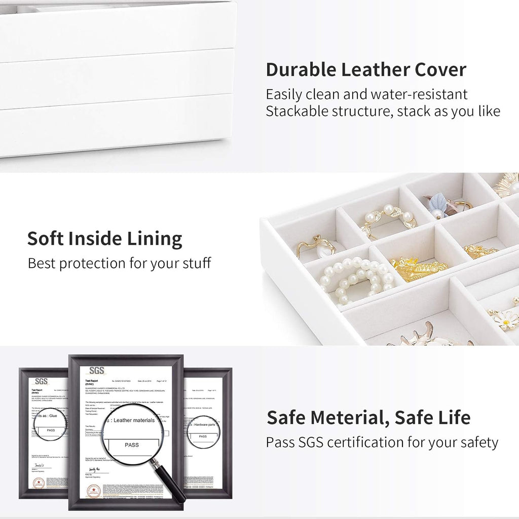 Jewelry Tray Jewelry Organizer for Drawer Jewelry Organizer Tray Jewelry Drawer Organizer Stackable Jewelry Organizer Trays Drawer Jewelry Organizer 20 Grids-White