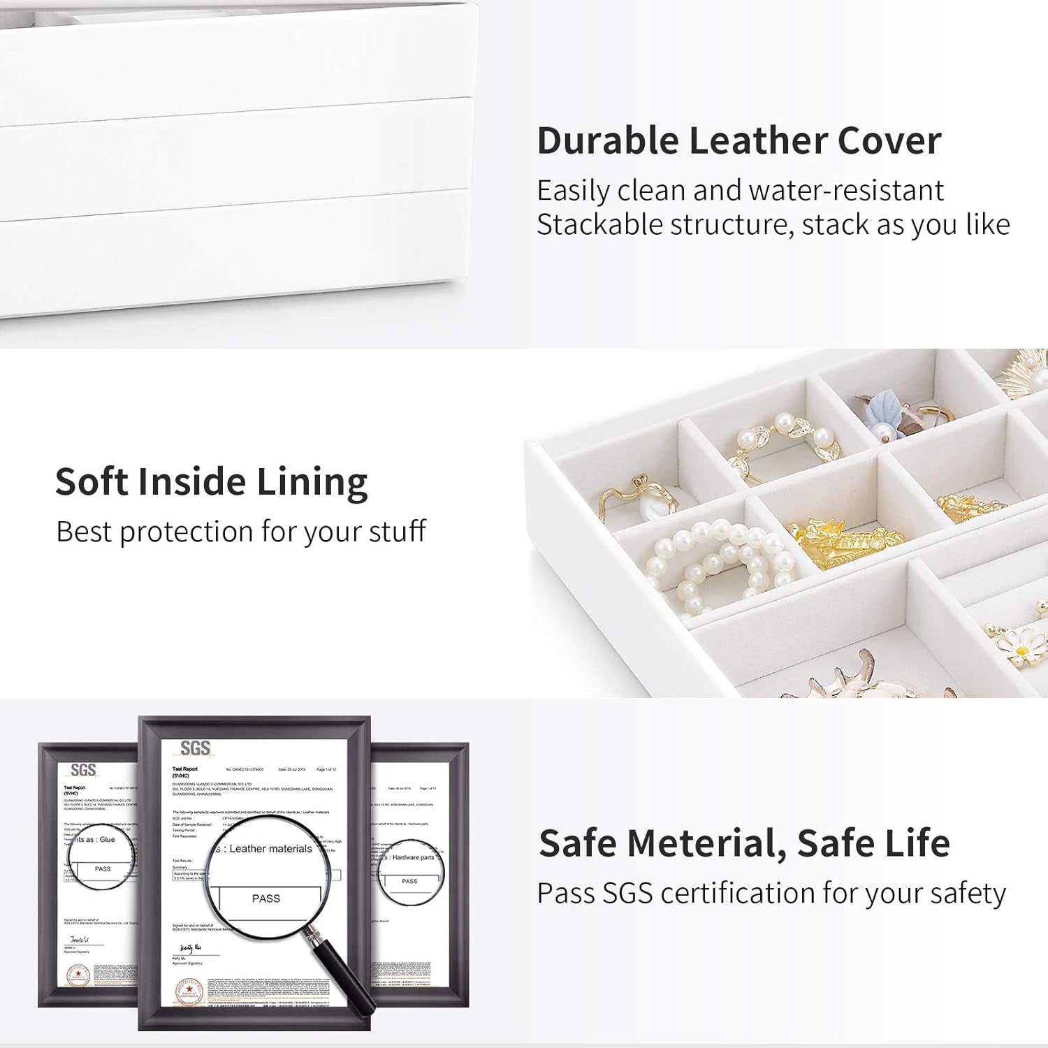 Jewelry Tray Jewelry Organizer for Drawer Jewelry Organizer Tray Jewelry Drawer Organizer Stackable Jewelry Organizer Trays Drawer Jewelry Organizer 20 Grids-White