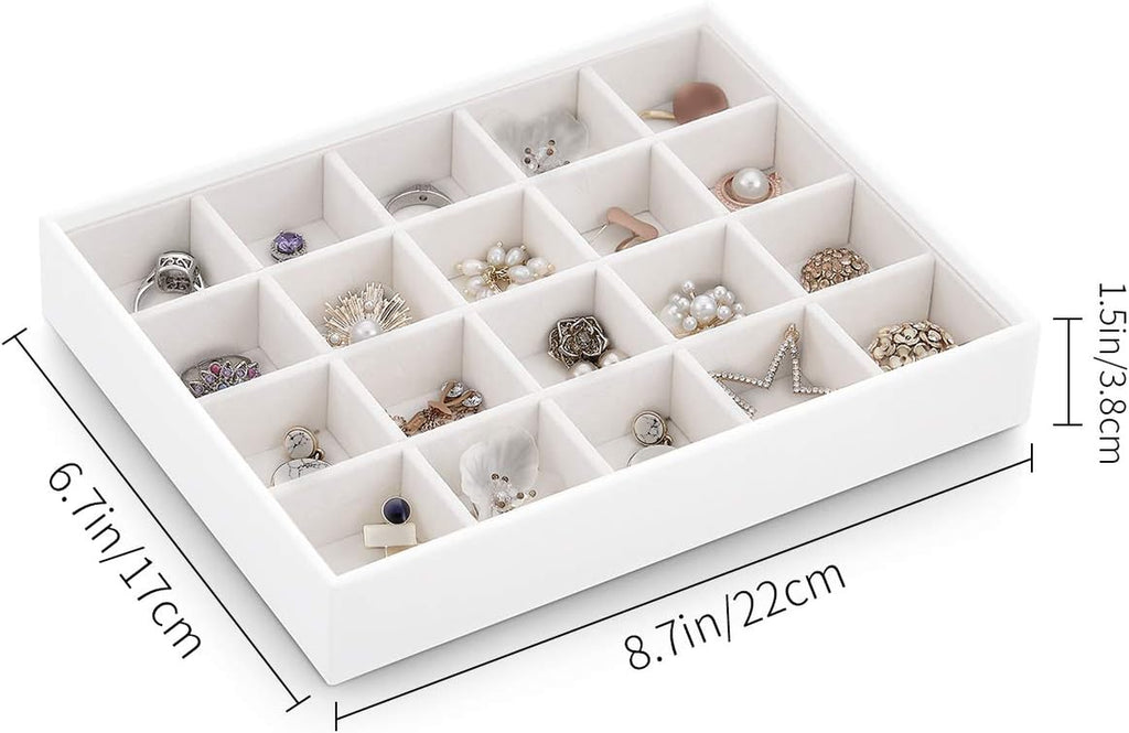 Jewelry Tray Jewelry Organizer for Drawer Jewelry Organizer Tray Jewelry Drawer Organizer Stackable Jewelry Organizer Trays Drawer Jewelry Organizer 20 Grids-White