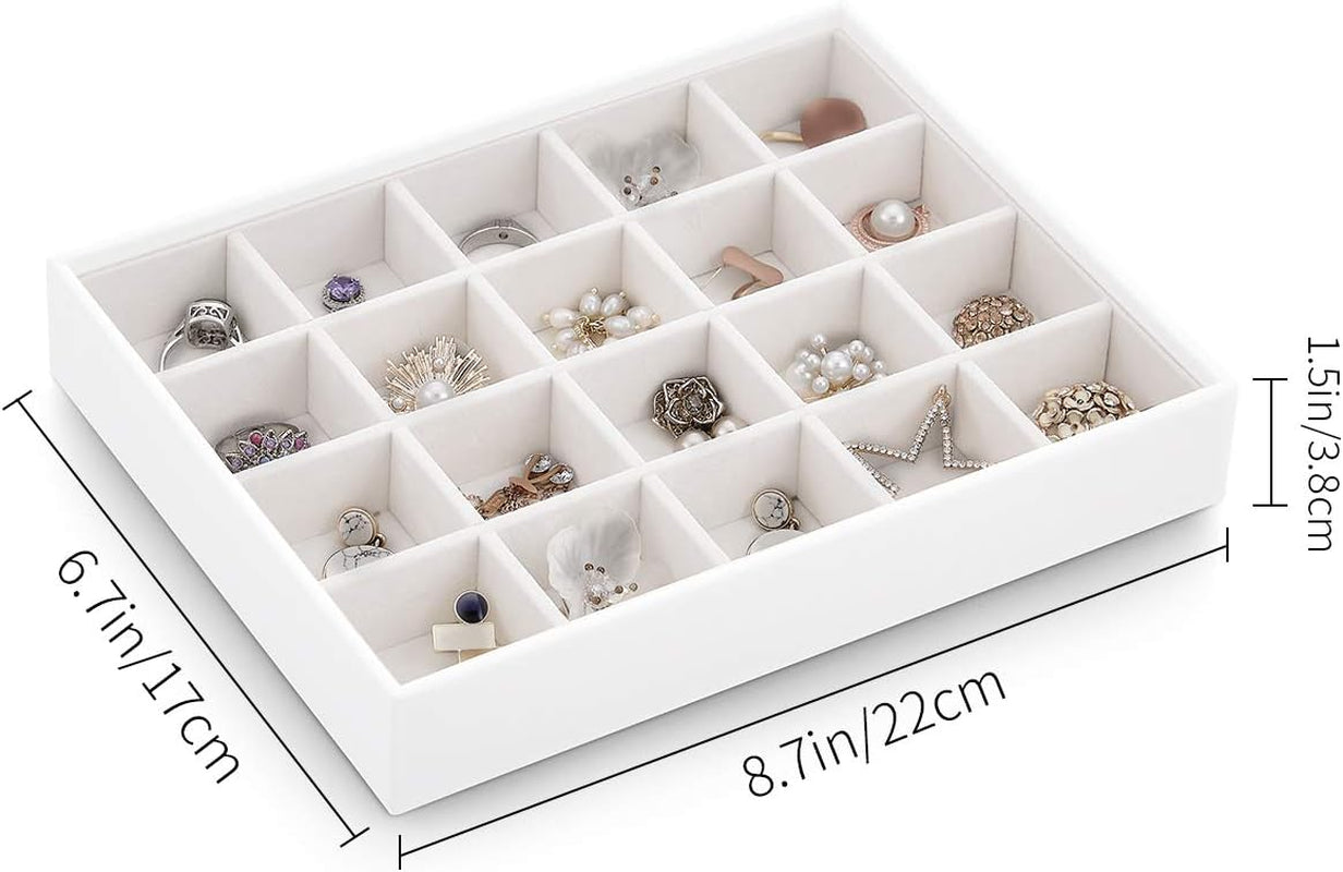 Jewelry Tray Jewelry Organizer for Drawer Jewelry Organizer Tray Jewelry Drawer Organizer Stackable Jewelry Organizer Trays Drawer Jewelry Organizer 20 Grids-White