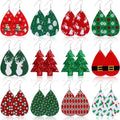 12 Pairs Christmas Faux Leather Earrings for Women Lightweight Leaf Long Dangle Earrings Teardrop Earrings